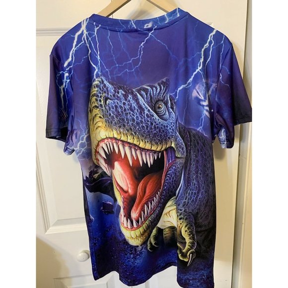 T REX Men’s Sz Large Allover Print T-Shirt Blue - Picture 8 of 8